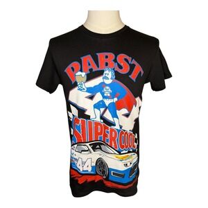 Pabst‎ Blue Ribbon Super Cool Racing Graphic Tee Black Novelty Size Small NWT